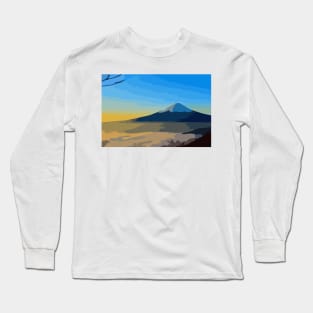 Sunrise Over Mt Fuji Digital Painting Long Sleeve T-Shirt